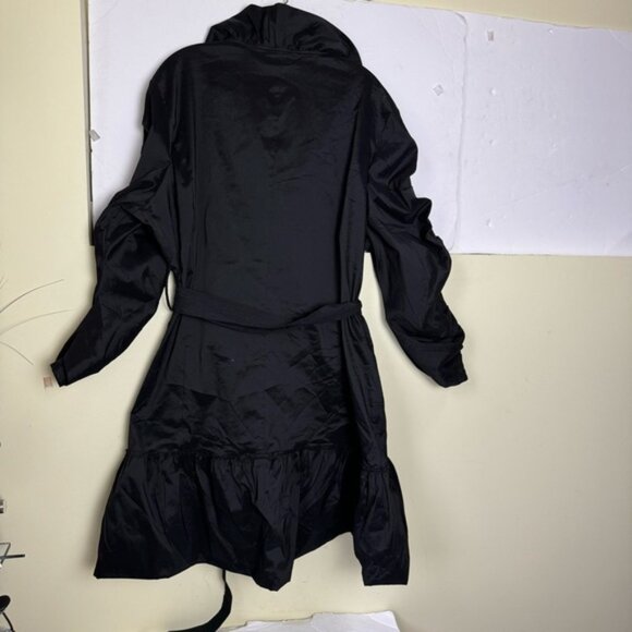 Samuel Dong Coat Dress Ruffle Collar Ruched Sleeves Shimmer Stretch Taffeta 3X - Picture 15 of 16